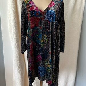 Johnny Was Multicolor Velvet Floral Dress or Top